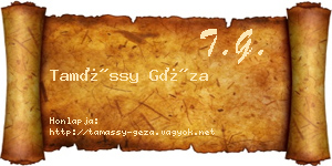 Tamássy Géza névjegykártya