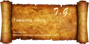 Tamássy Géza névjegykártya